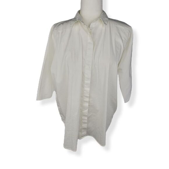 Ann Taylor Square oversize button up  Off White Blouse Small - Picture 1 of 4
